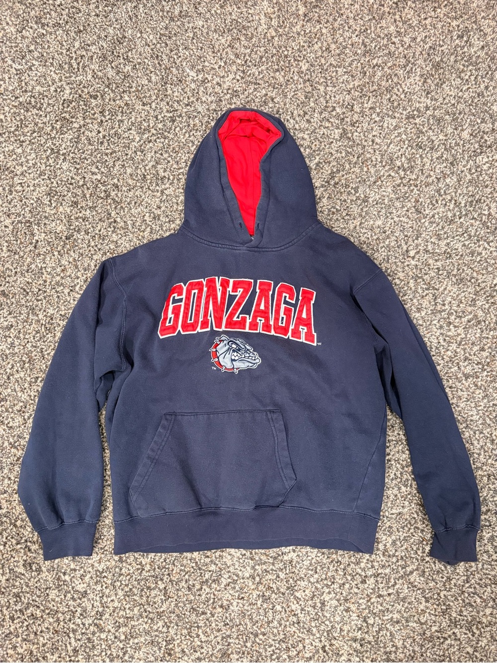 Stadium Athletics Red and Navy Hooded Pullover